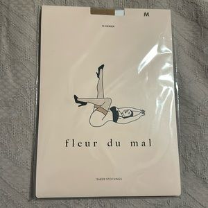 BNIB Fleur du mal Sheer Thigh High Stockings in Tan size medium